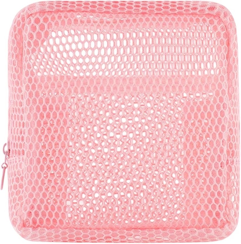 Pink Travel Organizer Pouch For Cosmetics Sanitary Items Compact Portable Storage - Image 1
